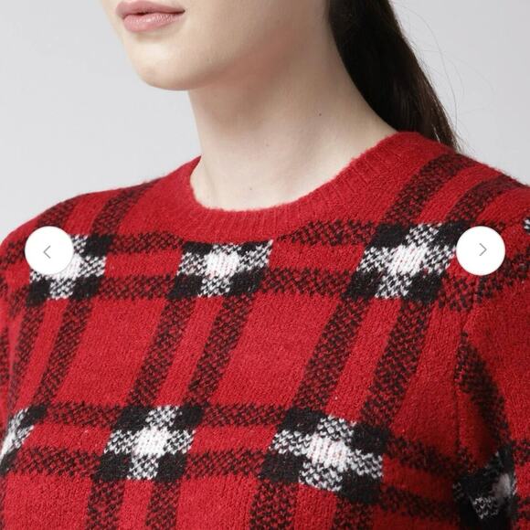 FOREVER 21 Women Red & Black
Checked Sweater - Picture 7 of 12